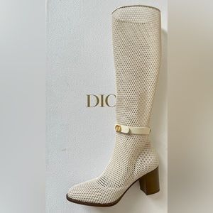 Christian Dior Empreinte Knee High Mesh Boots